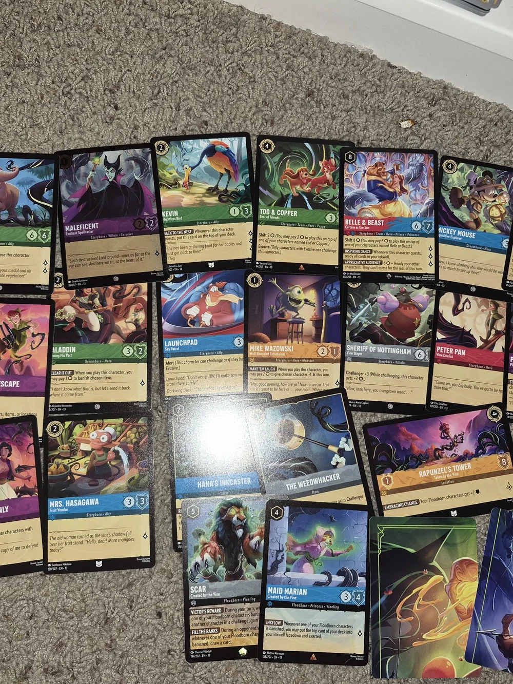 Disney Trading Card Lot - Purple, Green, Blue, Yellow